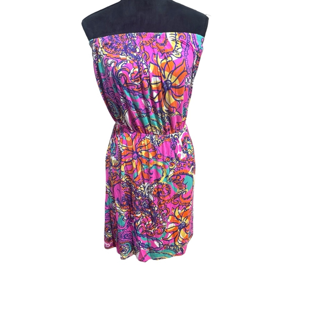 Lilly Pulitzer Atwood Strapless Dress Womens S Sea And Be Seen Tropical Colorful